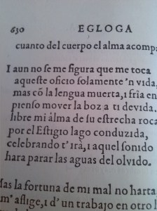 Facsímil de la segunda estrofa de la égloga tercera